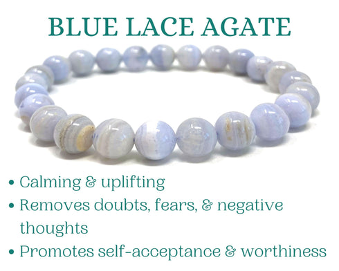 Blue Lace Agate Beaded Crystal Bracelet